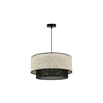 Duolla - Luster na sajli RATTAN YUTE 1xE27/15W/230V pr. 45 cm kremasta/crno