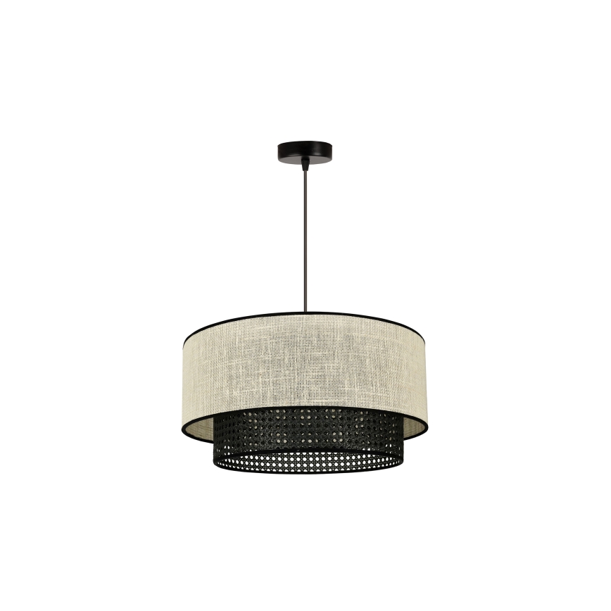 Duolla - Luster na sajli RATTAN YUTE 1xE27/15W/230V pr. 45 cm kremasta/crno