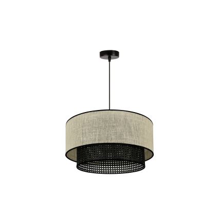 Duolla - Luster na sajli RATTAN YUTE 1xE27/15W/230V pr. 45 cm kremasta/crno