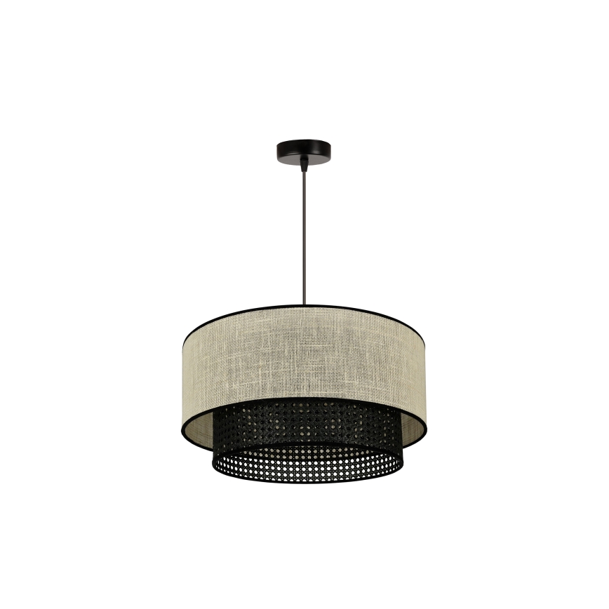 Duolla - Luster na sajli RATTAN YUTE 1xE27/15W/230V pr. 45 cm kremasta/crno