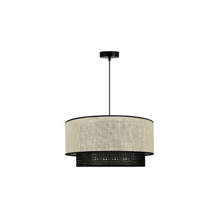 Duolla - Luster na sajli RATTAN YUTE 1xE27/15W/230V pr. 45 cm kremasta/crno