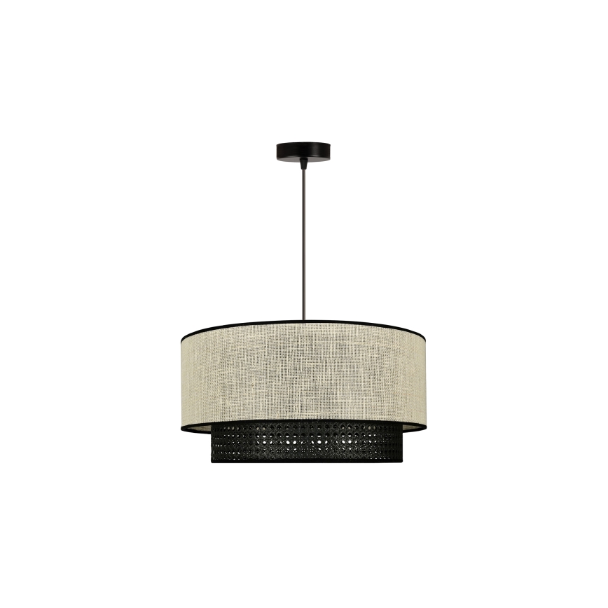 Duolla - Luster na sajli RATTAN YUTE 1xE27/15W/230V pr. 45 cm kremasta/crno