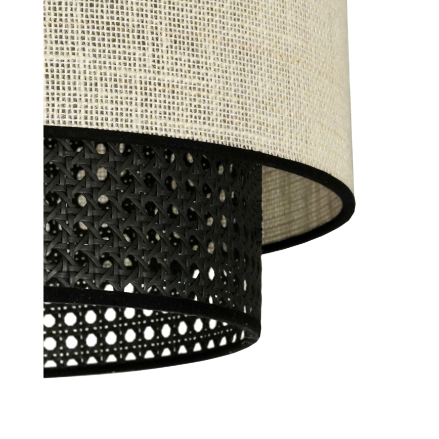 Duolla - Luster na sajli RATTAN YUTE 1xE27/15W/230V pr. 45 cm kremasta/crno
