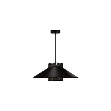 Duolla - Luster na sajli RIO RATTAN 1xE27/15W/230V pr. 45 cm crno/zlatna