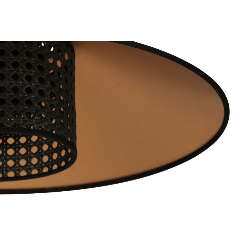 Duolla - Luster na sajli RIO RATTAN 1xE27/15W/230V pr. 45 cm crno/zlatna