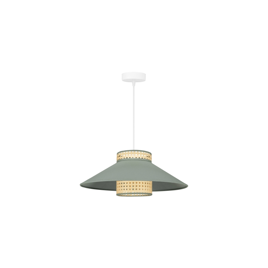 Duolla - Luster na sajli RIO RATTAN 1xE27/15W/230V prečnik 45 cm zelena/ratan