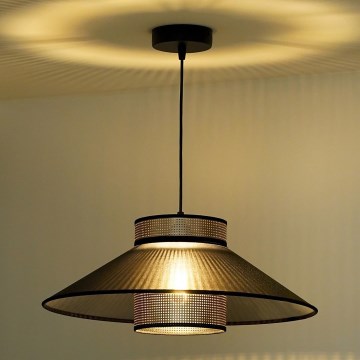 Duolla - Luster na sajli RIO SHINY 1xE27/15W/230V pr. 45 cm crno/bakrena