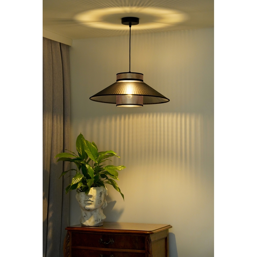Duolla - Luster na sajli RIO SHINY 1xE27/15W/230V pr. 45 cm crno/bakrena