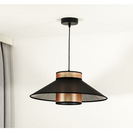 Duolla - Luster na sajli RIO SHINY 1xE27/15W/230V pr. 45 cm crno/bakrena