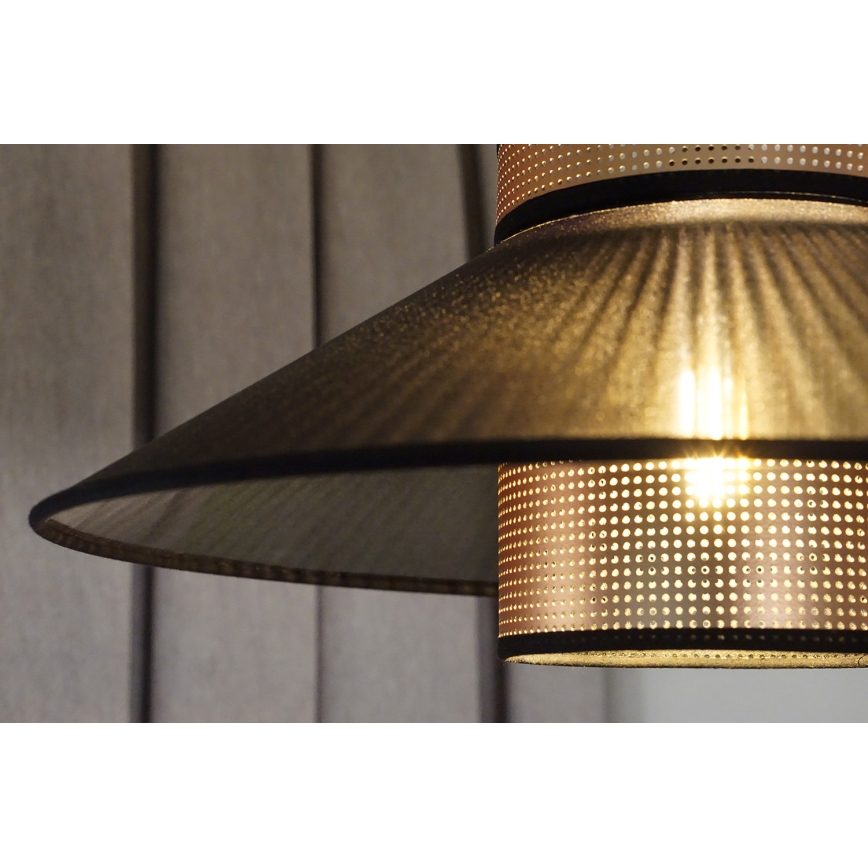 Duolla - Luster na sajli RIO SHINY 1xE27/15W/230V pr. 45 cm crno/bakrena