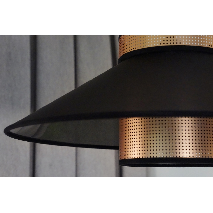 Duolla - Luster na sajli RIO SHINY 1xE27/15W/230V pr. 45 cm crno/bakrena