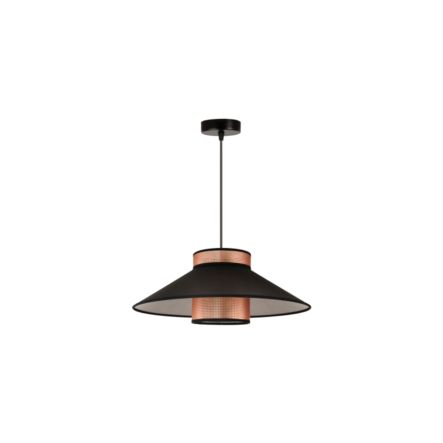 Duolla - Luster na sajli RIO SHINY 1xE27/15W/230V pr. 45 cm crno/bakrena