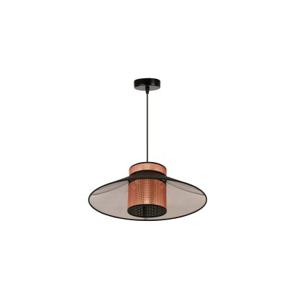 Duolla - Luster na sajli RIO SHINY 1xE27/15W/230V pr. 45 cm crno/bakrena