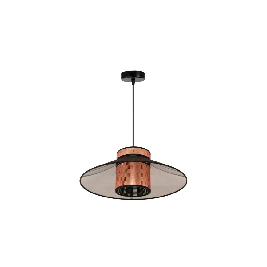 Duolla - Luster na sajli RIO SHINY 1xE27/15W/230V pr. 45 cm crno/bakrena