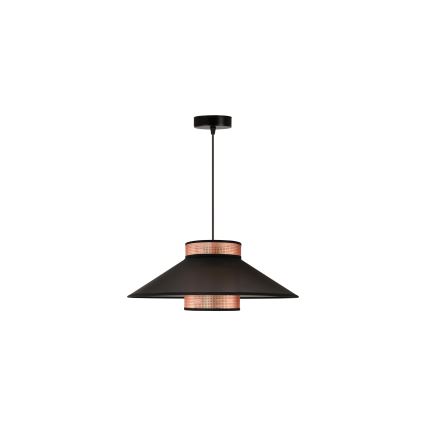 Duolla - Luster na sajli RIO SHINY 1xE27/15W/230V pr. 45 cm crno/bakrena