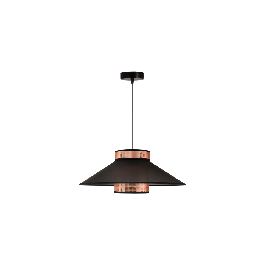 Duolla - Luster na sajli RIO SHINY 1xE27/15W/230V pr. 45 cm crno/bakrena
