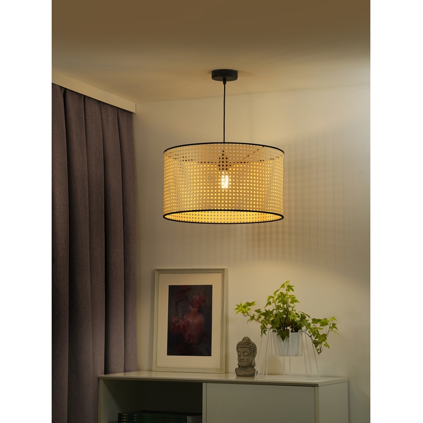 Duolla - Luster na sajli ROLLER 1xE27/15W/230V pr. 45 cm ratan/crno
