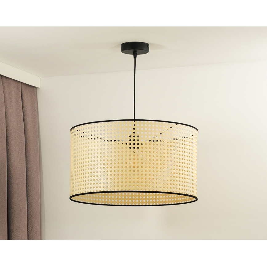 Duolla - Luster na sajli ROLLER 1xE27/15W/230V pr. 45 cm ratan/crno