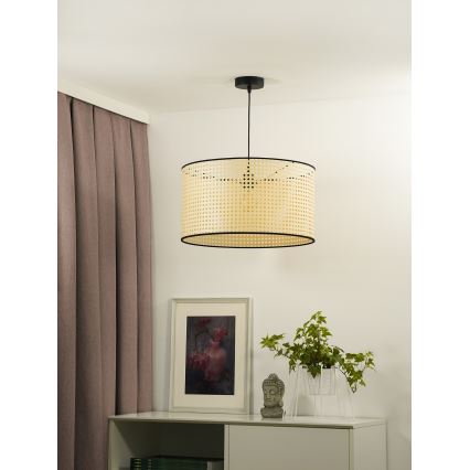Duolla - Luster na sajli ROLLER 1xE27/15W/230V pr. 45 cm ratan/crno