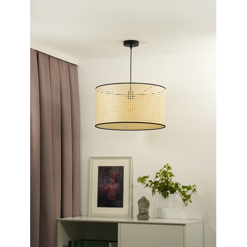 Duolla - Luster na sajli ROLLER 1xE27/15W/230V pr. 45 cm ratan/crno