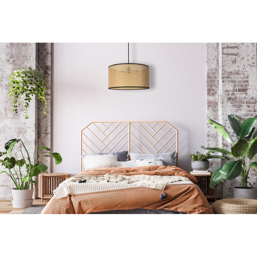 Duolla - Luster na sajli ROLLER 1xE27/15W/230V pr. 45 cm ratan/crno