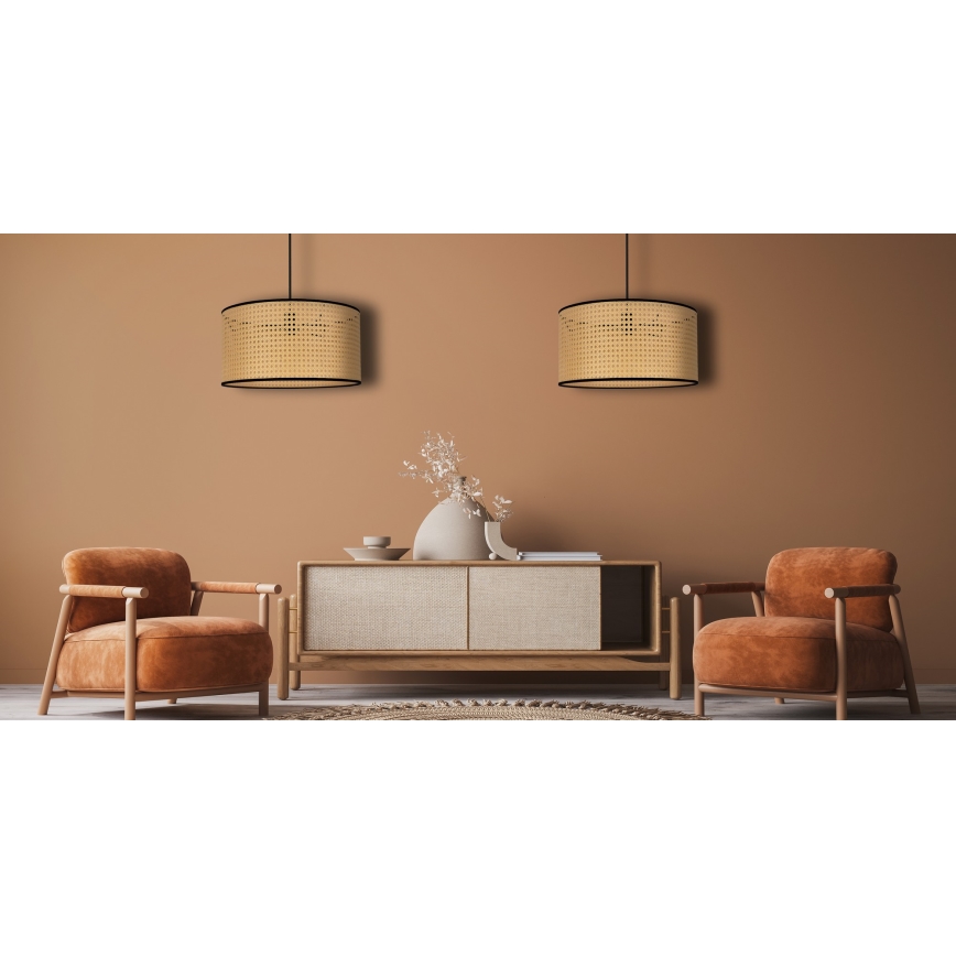 Duolla - Luster na sajli ROLLER 1xE27/15W/230V pr. 45 cm ratan/crno