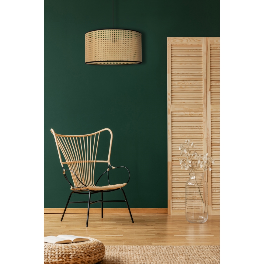 Duolla - Luster na sajli ROLLER 1xE27/15W/230V pr. 45 cm ratan/crno