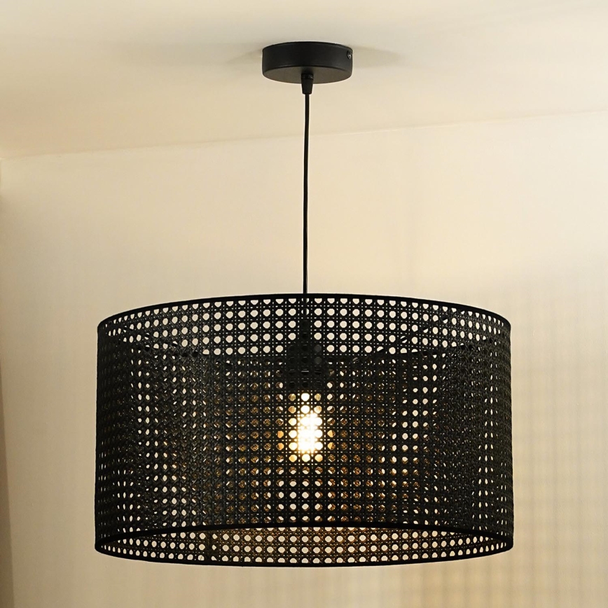 Duolla - Luster na sajli ROLLER RATTAN 1xE27/15W/230V pr. 45 cm crno