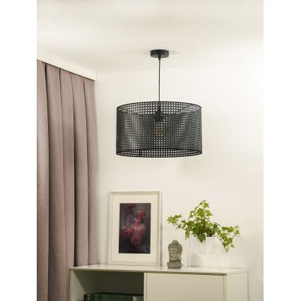 Duolla - Luster na sajli ROLLER RATTAN 1xE27/15W/230V pr. 45 cm crno