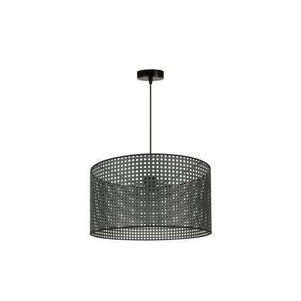 Duolla - Luster na sajli ROLLER RATTAN 1xE27/15W/230V prečnik 45 cm, crn