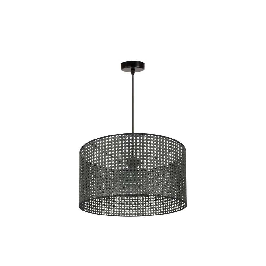 Duolla - Luster na sajli ROLLER RATTAN 1xE27/15W/230V prečnik 45 cm, crn