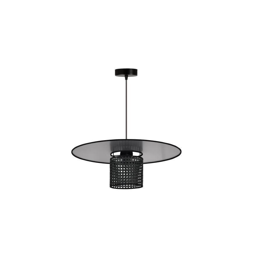 Duolla - Luster na sajli TOKYO RATTAN 1xE27/15W/230V pr. 50 cm crno/srebrno