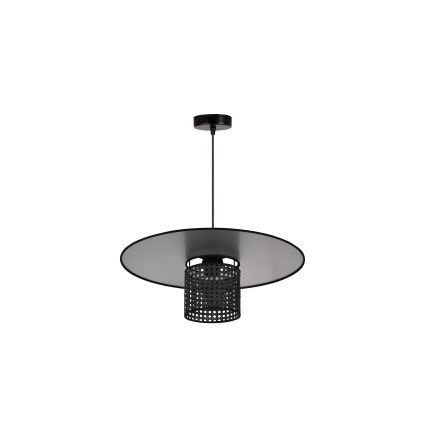 Duolla - Luster na sajli TOKYO RATTAN 1xE27/15W/230V pr. 50 cm crno/srebrno