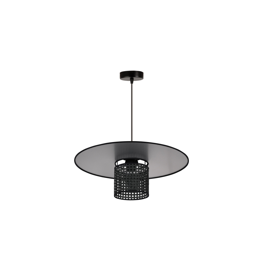 Duolla - Luster na sajli TOKYO RATTAN 1xE27/15W/230V pr. 50 cm crno/srebrno