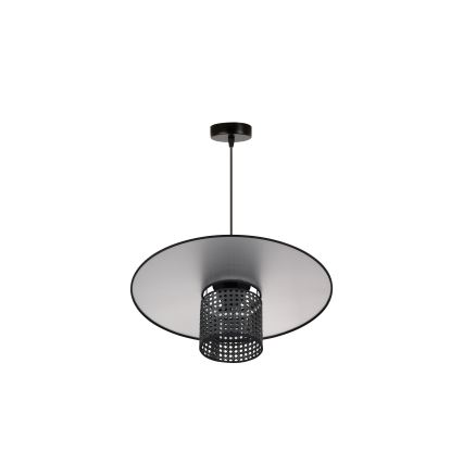 Duolla - Luster na sajli TOKYO RATTAN 1xE27/15W/230V pr. 50 cm crno/srebrno