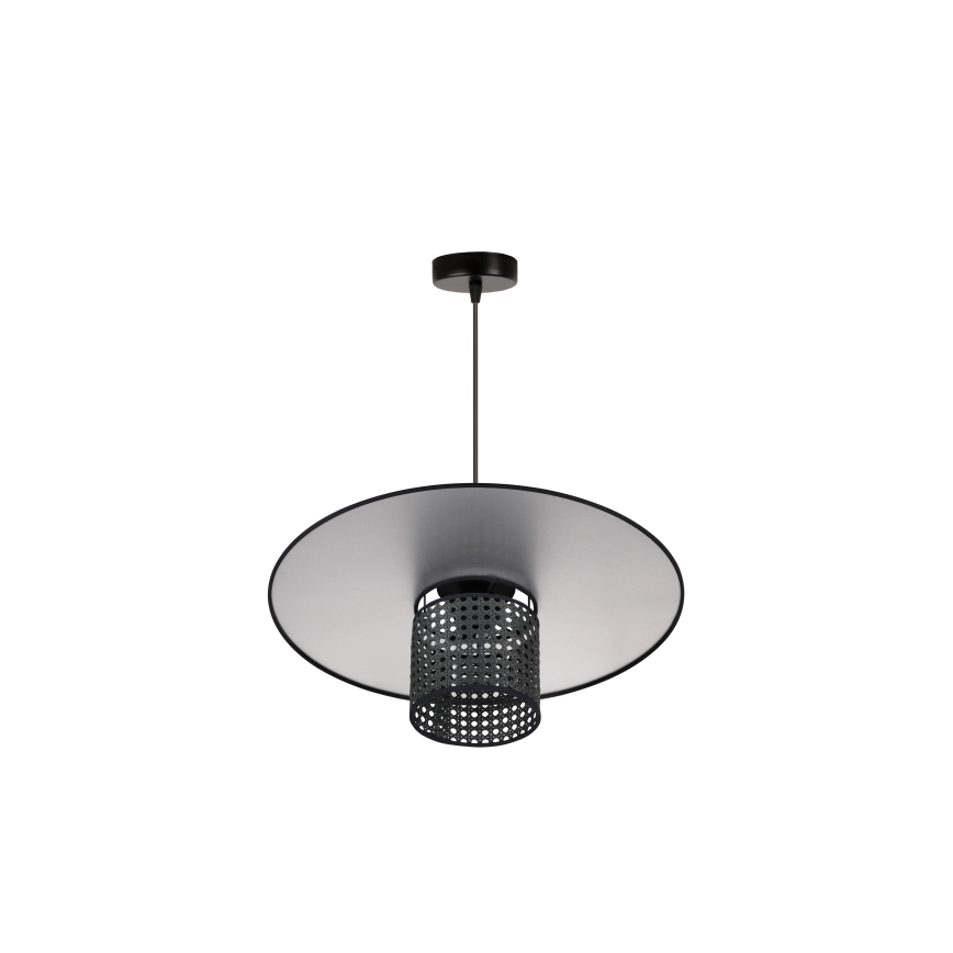 Duolla - Luster na sajli TOKYO RATTAN 1xE27/15W/230V pr. 50 cm crno/srebrno