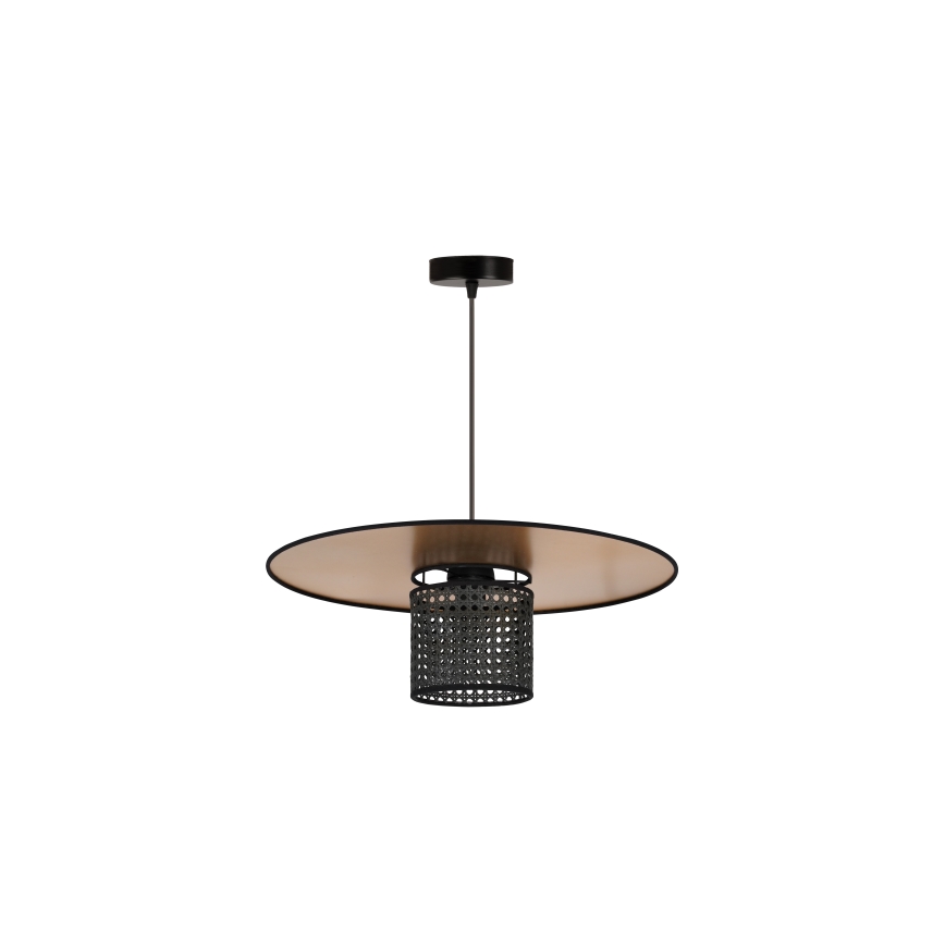 Duolla - Luster na sajli TOKYO RATTAN 1xE27/15W/230V pr. 50 cm zlatna/crno