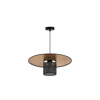 Duolla - Luster na sajli TOKYO RATTAN 1xE27/15W/230V pr. 50 cm zlatna/crno