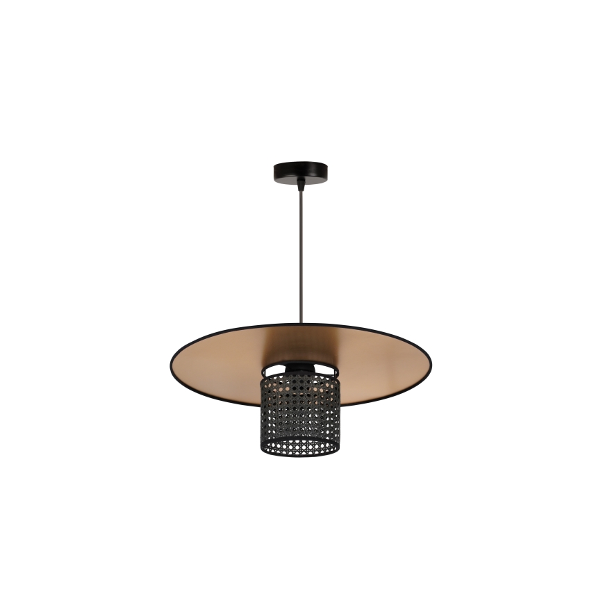 Duolla - Luster na sajli TOKYO RATTAN 1xE27/15W/230V pr. 50 cm zlatna/crno