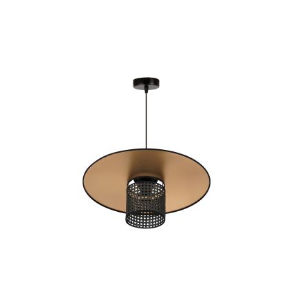 Duolla - Luster na sajli TOKYO RATTAN 1xE27/15W/230V pr. 50 cm zlatna/crno