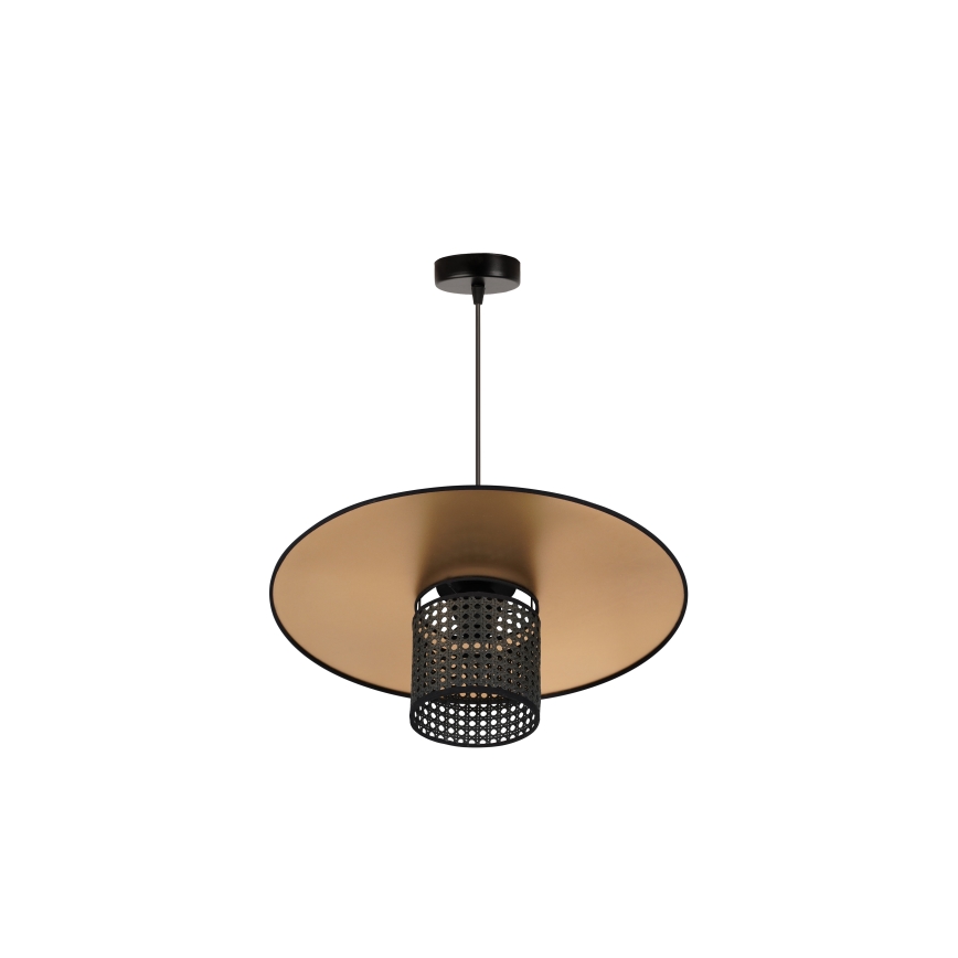 Duolla - Luster na sajli TOKYO RATTAN 1xE27/15W/230V pr. 50 cm zlatna/crno