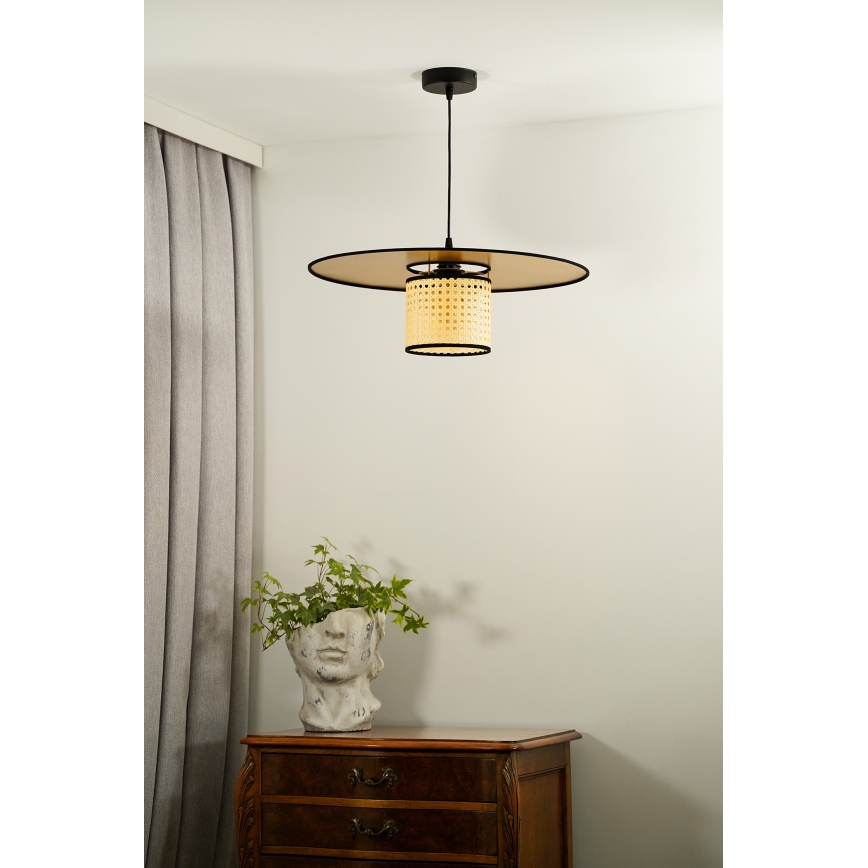Duolla - Luster na sajli TOKYO RATTAN 1xE27/15W/230V pr. 50 cm zlatna/ratan