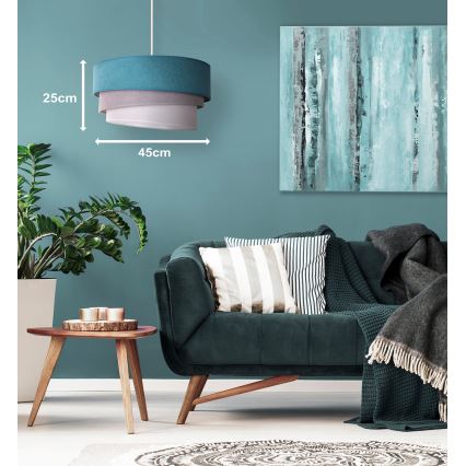 Duolla - Luster na sajli TRIO 1xE27/15W/230V pr. 45 cm tirkizna/sivo/bela