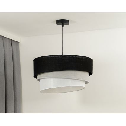 Duolla - Luster na sajli TRIO 1xE27/15W/230V, prečnik 45 cm, crna/siva/bela