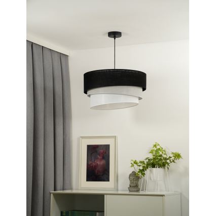 Duolla - Luster na sajli TRIO 1xE27/15W/230V, prečnik 45 cm, crna/siva/bela