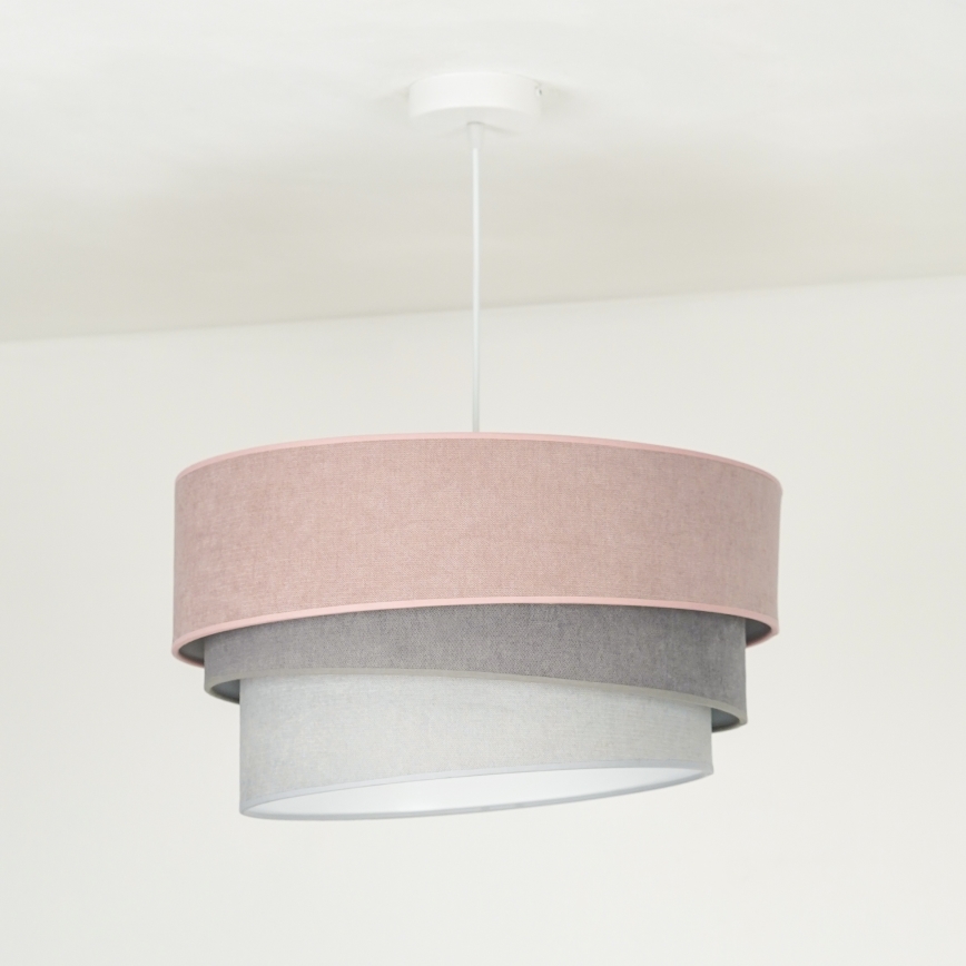 Duolla - Luster na sajli TRIO 1xE27/15W/230V Ø 45 cm ružičasta/siva/bela