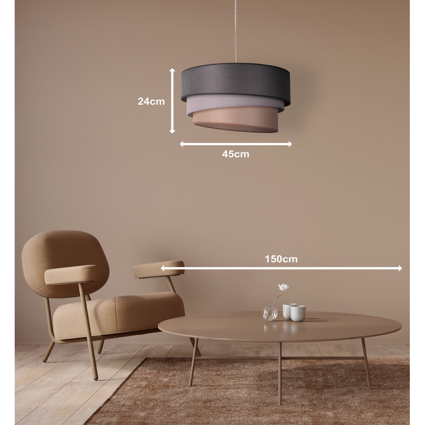 Duolla - Luster na sajli TRIO 1xE27/40W/230V pr. 45 cm antracit/sivo/braon