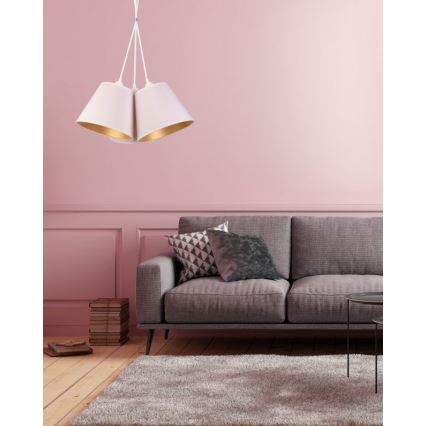 Duolla - Luster na sajli TWIGGY 3xE27/40W/230V pr. 60 cm bela