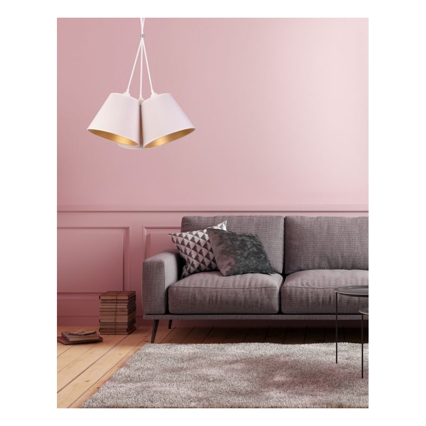 Duolla - Luster na sajli TWIGGY 3xE27/40W/230V pr. 60 cm bela