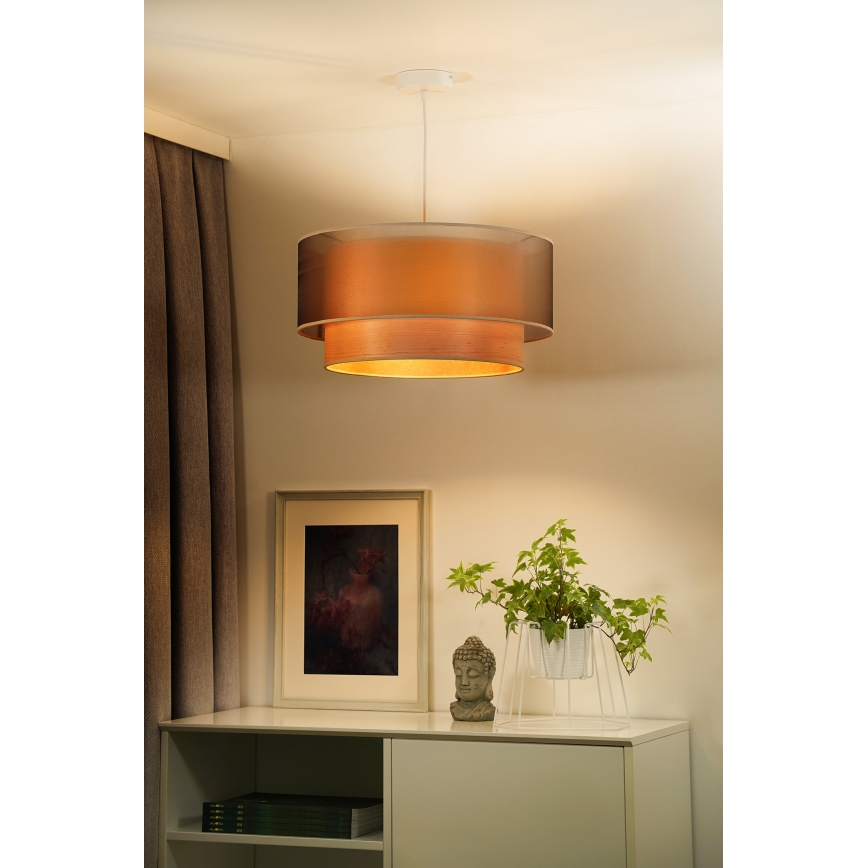 Duolla - Luster na sajli WOOD BOHO 1xE27/15W/230V pr. 45 cm bakrena/bež